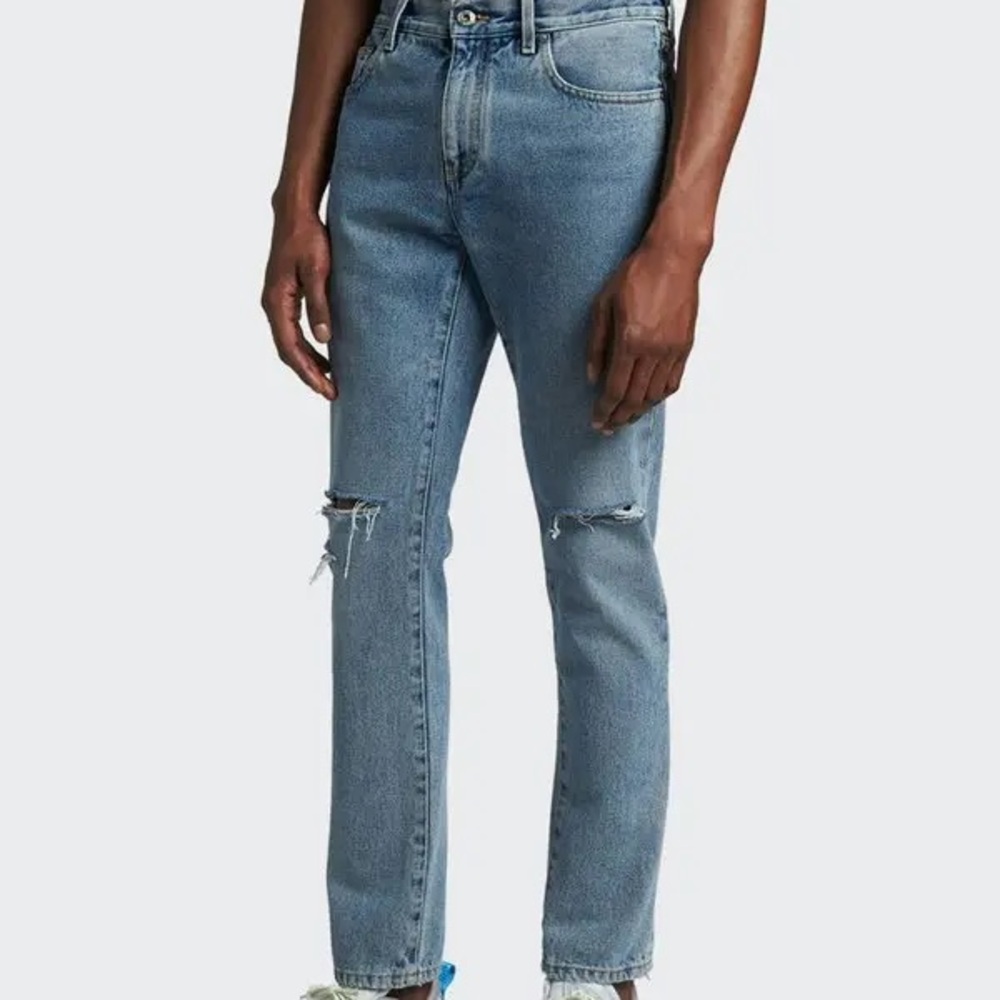 NWT Off-White Men Distress Light-wash Skinny Jeans Size 30 Made In Italy